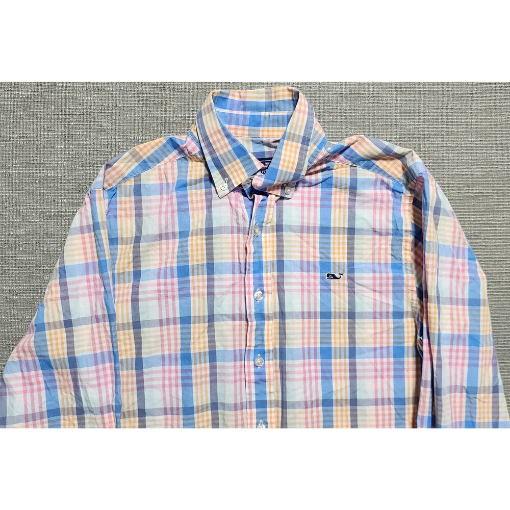 Vineyard Vines Men’s Slim Fit Whale Shirt Small Pastel Plaid Button Down - Picture 2 of 10